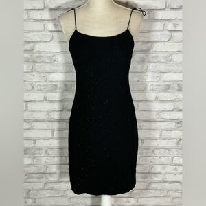 Vintage Jump Sparkle Black Ribbed Strappy Dress